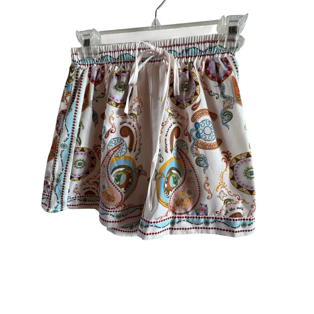 Commense‎ Pinball Short Set Xtra Small Relaxed Shirt Collar Elastic Waist Funky